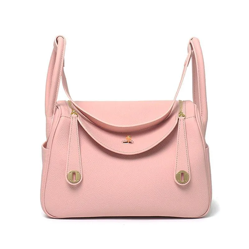 Togo Cowhide Leather Bag Women Shoulder Bag Gold Tone and Silver Tone, Leather Handbag, Top Handle Purse, Luxury Bag, Designer Bag, Fashion Lady Bag, Gift
