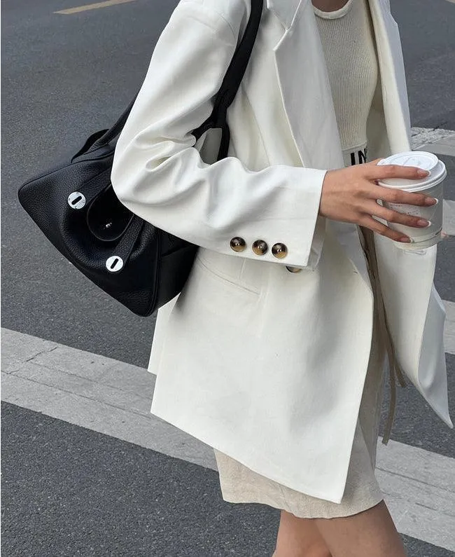 Togo Cowhide Leather Bag Women Shoulder Bag Gold Tone and Silver Tone, Leather Handbag, Top Handle Purse, Luxury Bag, Designer Bag, Fashion Lady Bag, Gift