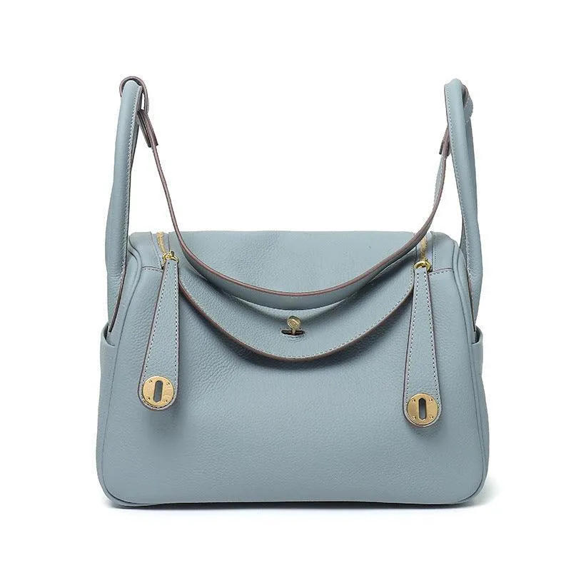 Togo Cowhide Leather Bag Women Shoulder Bag Gold Tone and Silver Tone, Leather Handbag, Top Handle Purse, Luxury Bag, Designer Bag, Fashion Lady Bag, Gift