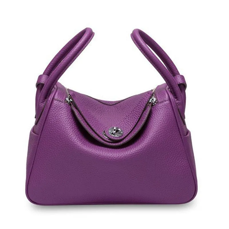 Togo Cowhide Leather Bag Women Shoulder Bag Gold Tone and Silver Tone, Leather Handbag, Top Handle Purse, Luxury Bag, Designer Bag, Fashion Lady Bag, Gift