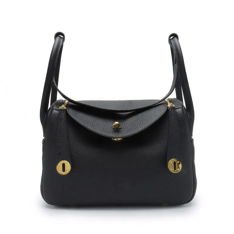 Togo Cowhide Leather Bag Women Shoulder Bag Gold Tone and Silver Tone, Leather Handbag, Top Handle Purse, Luxury Bag, Designer Bag, Fashion Lady Bag, Gift