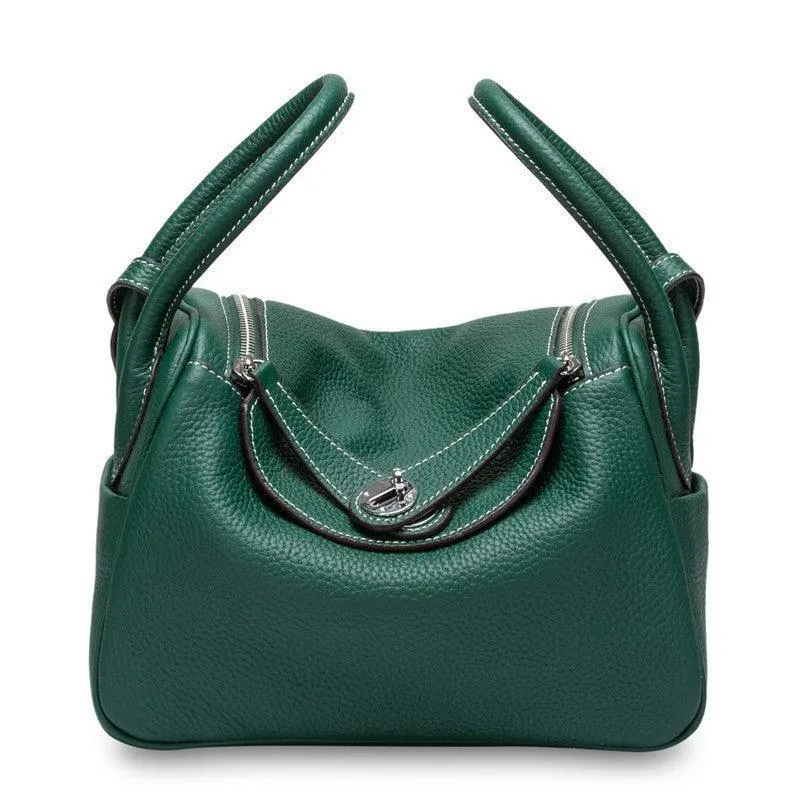 Togo Cowhide Leather Bag Women Shoulder Bag Gold Tone and Silver Tone, Leather Handbag, Top Handle Purse, Luxury Bag, Designer Bag, Fashion Lady Bag, Gift