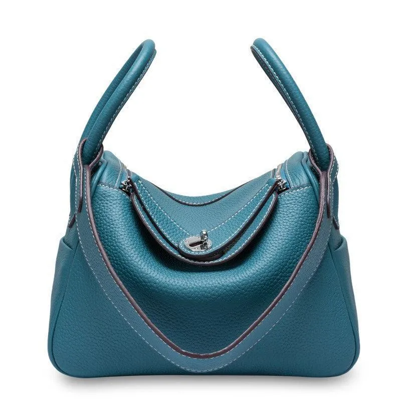 Togo Cowhide Leather Bag Women Shoulder Bag Gold Tone and Silver Tone, Leather Handbag, Top Handle Purse, Luxury Bag, Designer Bag, Fashion Lady Bag, Gift