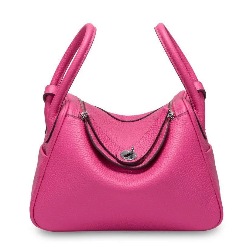 Togo Cowhide Leather Bag Women Shoulder Bag Gold Tone and Silver Tone, Leather Handbag, Top Handle Purse, Luxury Bag, Designer Bag, Fashion Lady Bag, Gift
