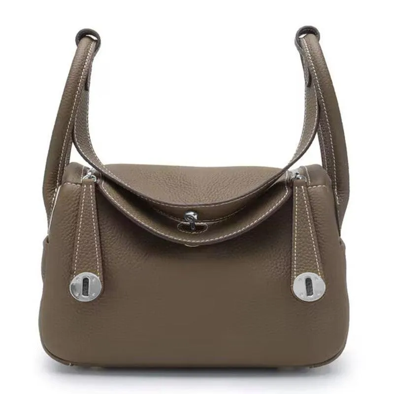 Togo Cowhide Leather Bag Women Shoulder Bag Gold Tone and Silver Tone, Leather Handbag, Top Handle Purse, Luxury Bag, Designer Bag, Fashion Lady Bag, Gift