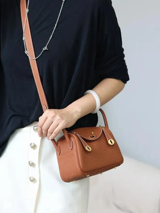 Togo Cowhide Leather Bag Women Shoulder Bag Gold Tone and Silver Tone, Leather Handbag, Top Handle Purse, Luxury Bag, Designer Bag, Fashion Lady Bag, Gift