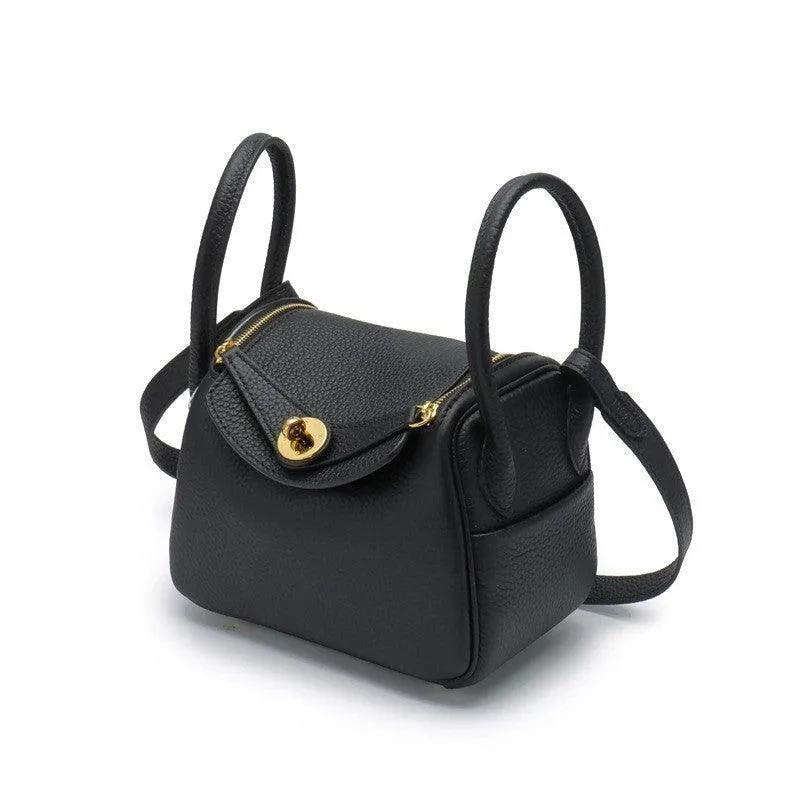 Togo Cowhide Leather Bag Women Shoulder Bag Gold Tone and Silver Tone, Leather Handbag, Top Handle Purse, Luxury Bag, Designer Bag, Fashion Lady Bag, Gift