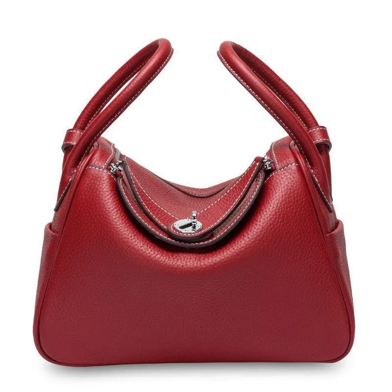 Togo Cowhide Leather Bag Women Shoulder Bag Gold Tone and Silver Tone, Leather Handbag, Top Handle Purse, Luxury Bag, Designer Bag, Fashion Lady Bag, Gift