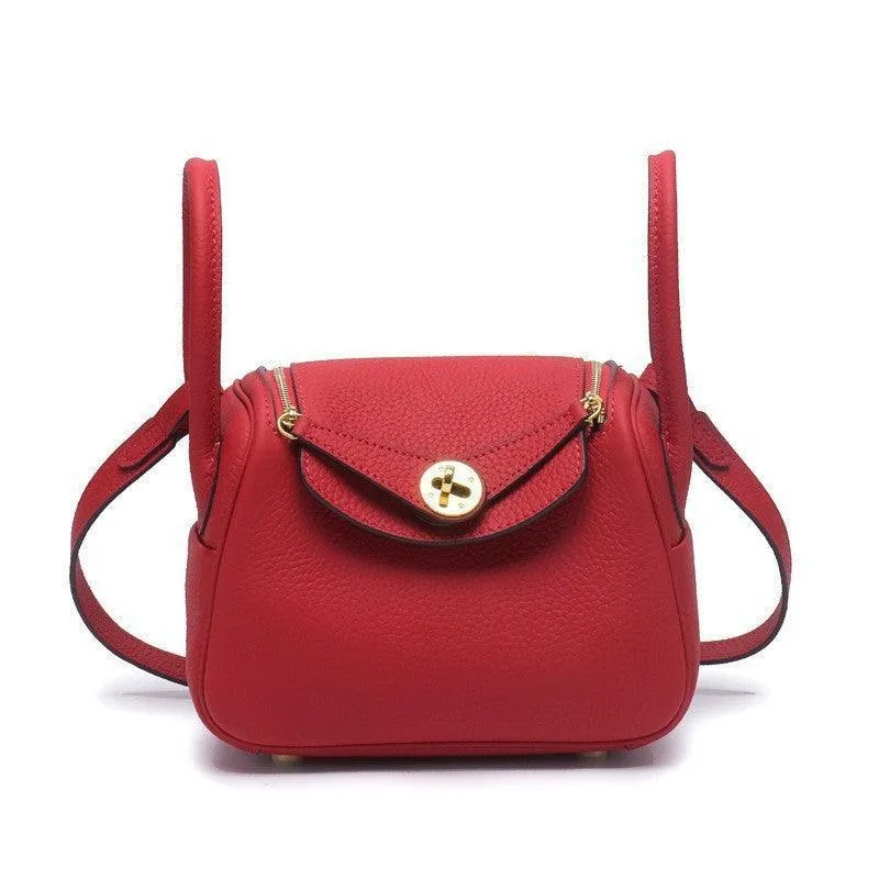 Togo Cowhide Leather Bag Women Shoulder Bag Gold Tone and Silver Tone, Leather Handbag, Top Handle Purse, Luxury Bag, Designer Bag, Fashion Lady Bag, Gift