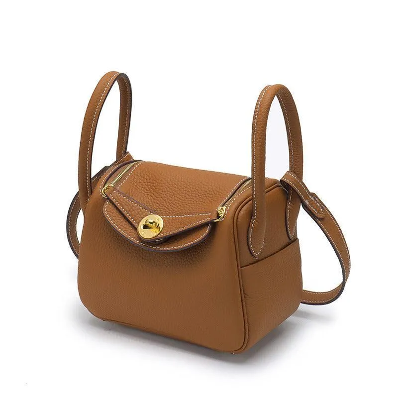 Togo Cowhide Leather Bag Women Shoulder Bag Gold Tone and Silver Tone, Leather Handbag, Top Handle Purse, Luxury Bag, Designer Bag, Fashion Lady Bag, Gift