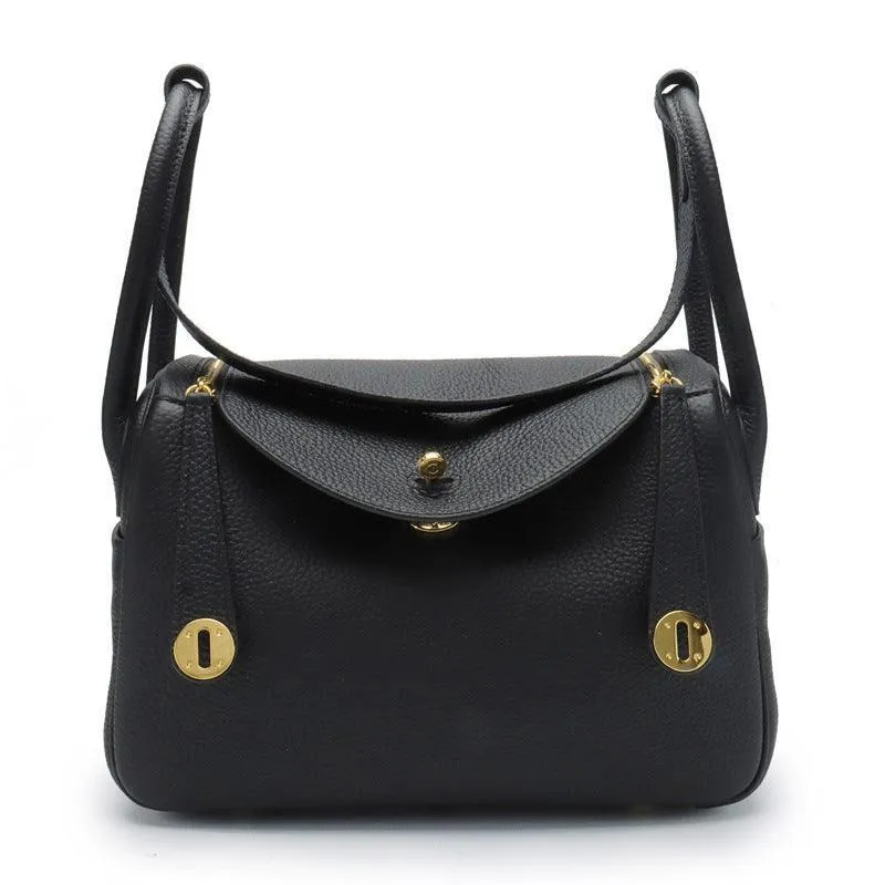 Togo Cowhide Leather Bag Women Shoulder Bag Gold Tone and Silver Tone, Leather Handbag, Top Handle Purse, Luxury Bag, Designer Bag, Fashion Lady Bag, Gift