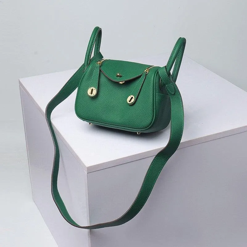 Togo Cowhide Leather Bag Women Shoulder Bag Gold Tone and Silver Tone, Leather Handbag, Top Handle Purse, Luxury Bag, Designer Bag, Fashion Lady Bag, Gift