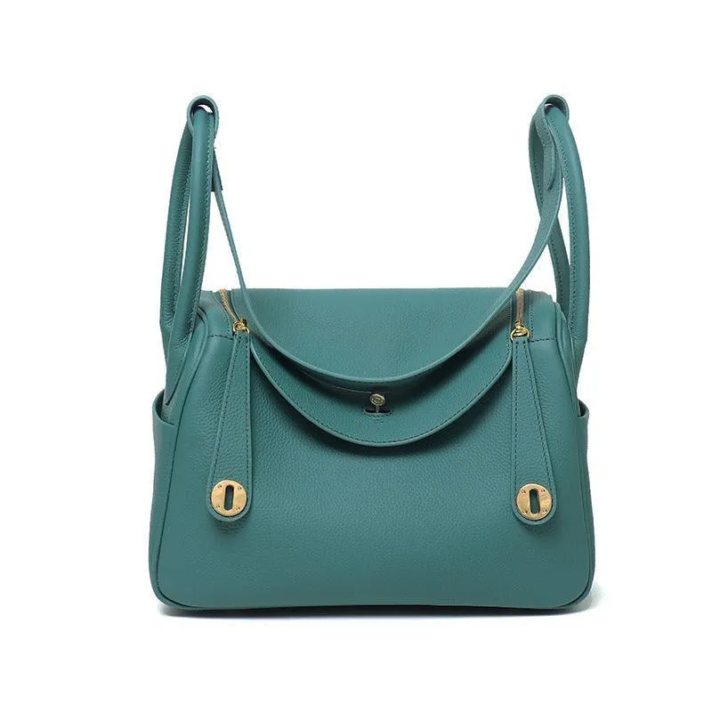 Togo Cowhide Leather Bag Women Shoulder Bag Gold Tone and Silver Tone, Leather Handbag, Top Handle Purse, Luxury Bag, Designer Bag, Fashion Lady Bag, Gift
