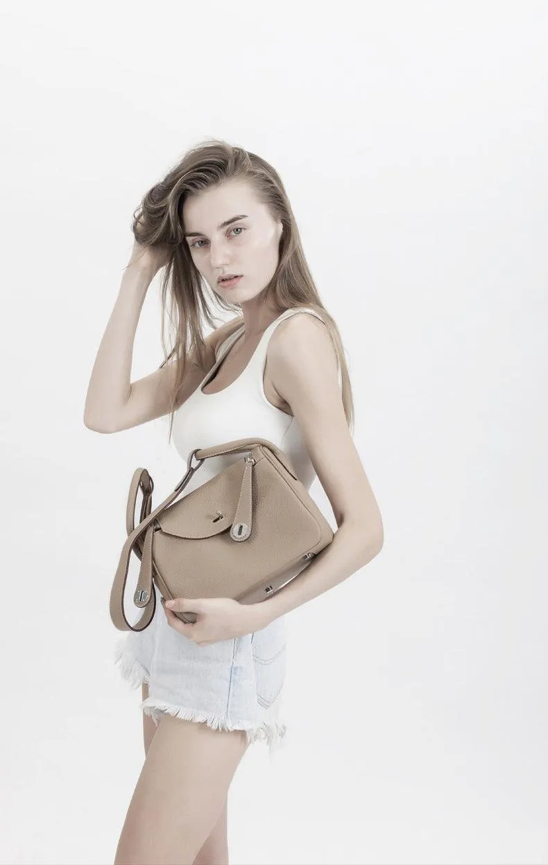 Togo Cowhide Leather Bag Women Shoulder Bag Gold Tone and Silver Tone, Leather Handbag, Top Handle Purse, Luxury Bag, Designer Bag, Fashion Lady Bag, Gift