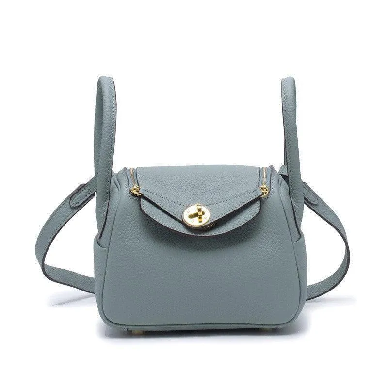 Togo Cowhide Leather Bag Women Shoulder Bag Gold Tone and Silver Tone, Leather Handbag, Top Handle Purse, Luxury Bag, Designer Bag, Fashion Lady Bag, Gift