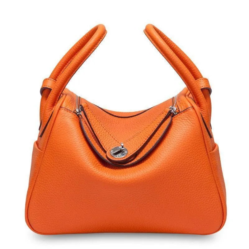 Togo Cowhide Leather Bag Women Shoulder Bag Gold Tone and Silver Tone, Leather Handbag, Top Handle Purse, Luxury Bag, Designer Bag, Fashion Lady Bag, Gift