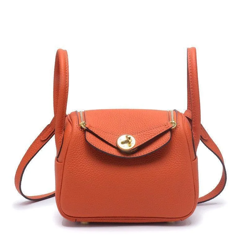 Togo Cowhide Leather Bag Women Shoulder Bag Gold Tone and Silver Tone, Leather Handbag, Top Handle Purse, Luxury Bag, Designer Bag, Fashion Lady Bag, Gift