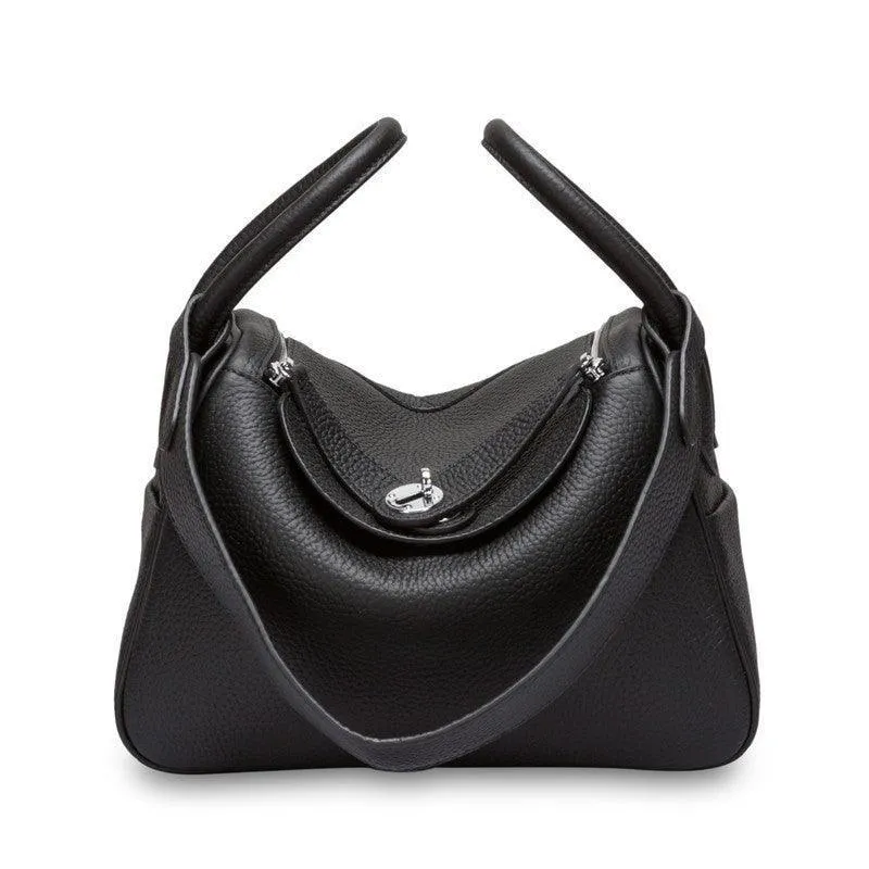 Togo Cowhide Leather Bag Women Shoulder Bag Gold Tone and Silver Tone, Leather Handbag, Top Handle Purse, Luxury Bag, Designer Bag, Fashion Lady Bag, Gift