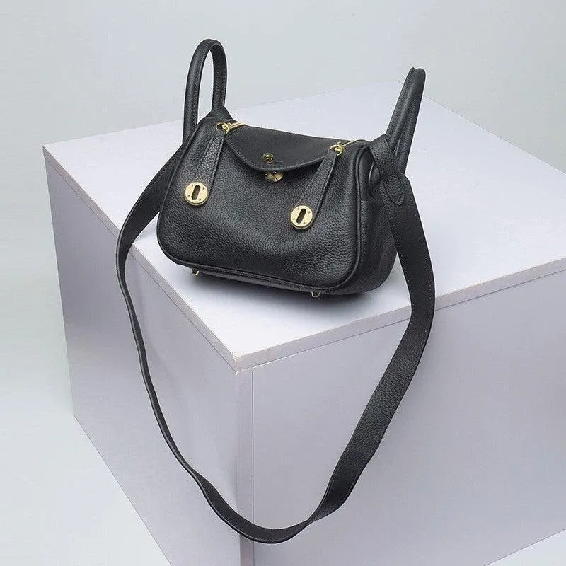 Togo Cowhide Leather Bag Women Shoulder Bag Gold Tone and Silver Tone, Leather Handbag, Top Handle Purse, Luxury Bag, Designer Bag, Fashion Lady Bag, Gift