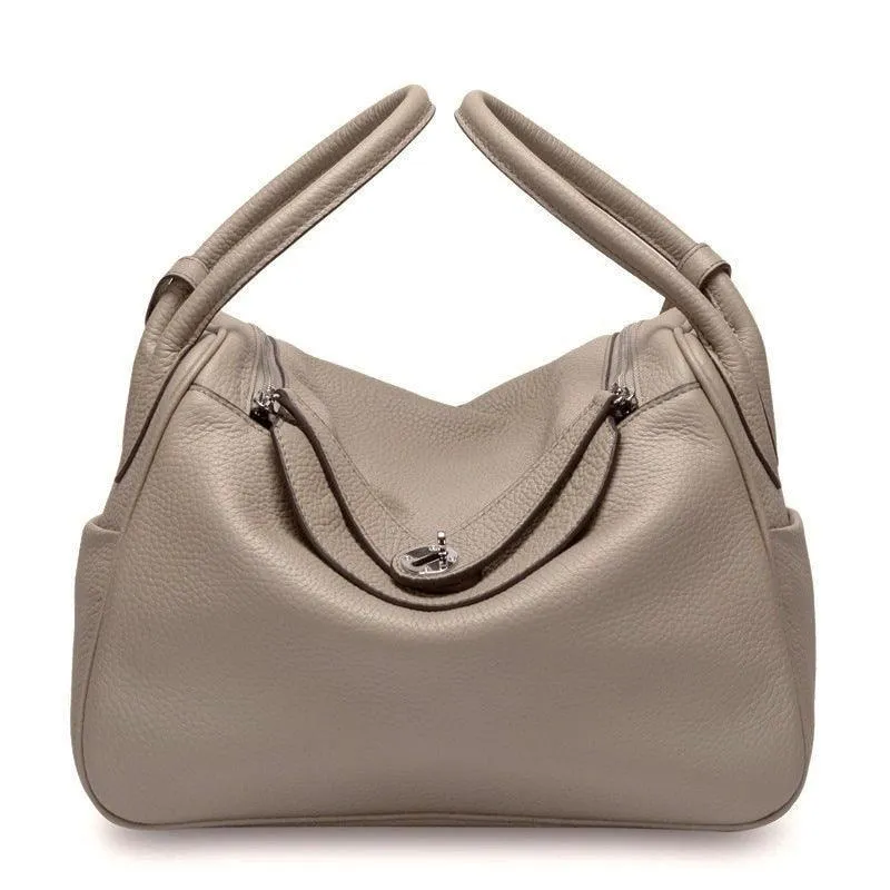 Togo Cowhide Leather Bag Women Shoulder Bag Gold Tone and Silver Tone, Leather Handbag, Top Handle Purse, Luxury Bag, Designer Bag, Fashion Lady Bag, Gift