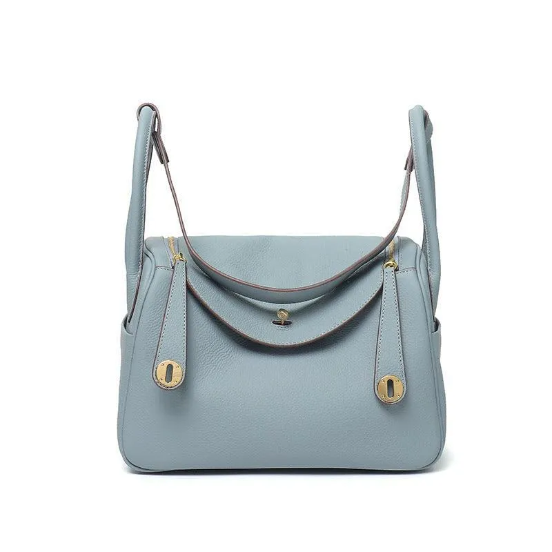 Togo Cowhide Leather Bag Women Shoulder Bag Gold Tone and Silver Tone, Leather Handbag, Top Handle Purse, Luxury Bag, Designer Bag, Fashion Lady Bag, Gift