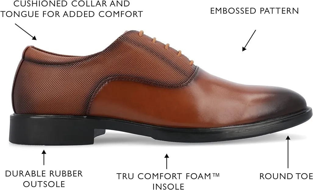 Vance Co. Men's Vincent Plain Toe Oxford  Color Chestnut Size 10.5M