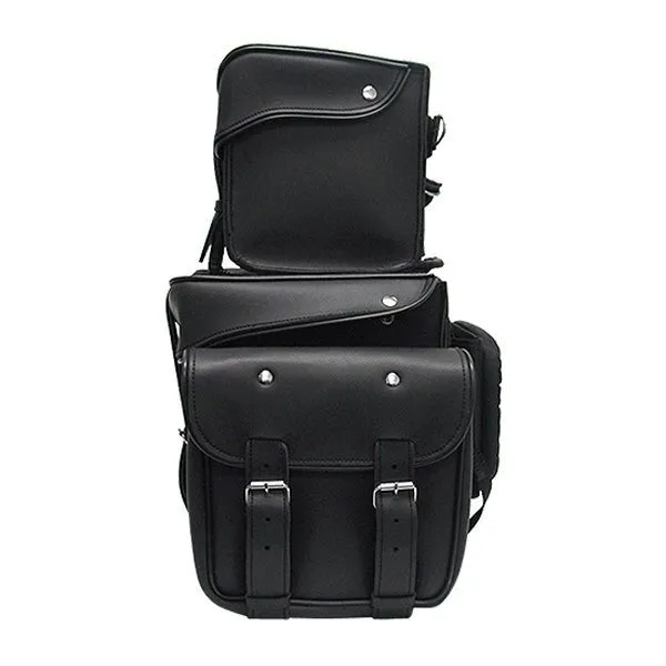 Vance SB3 Plain Black Premium Large Motorcycle Luggage Travel Touring Sissy Bar Rack Bag