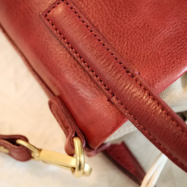 Vintage Women's Leather Drawstring Bucket Bag Leather Crossbody Purse