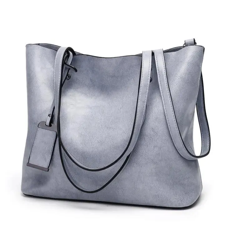 Waxing Leather bucket bag Simple Double strap handbag shoulder bags For Women 2020 All-Purpose Shopping tote sac bolsa