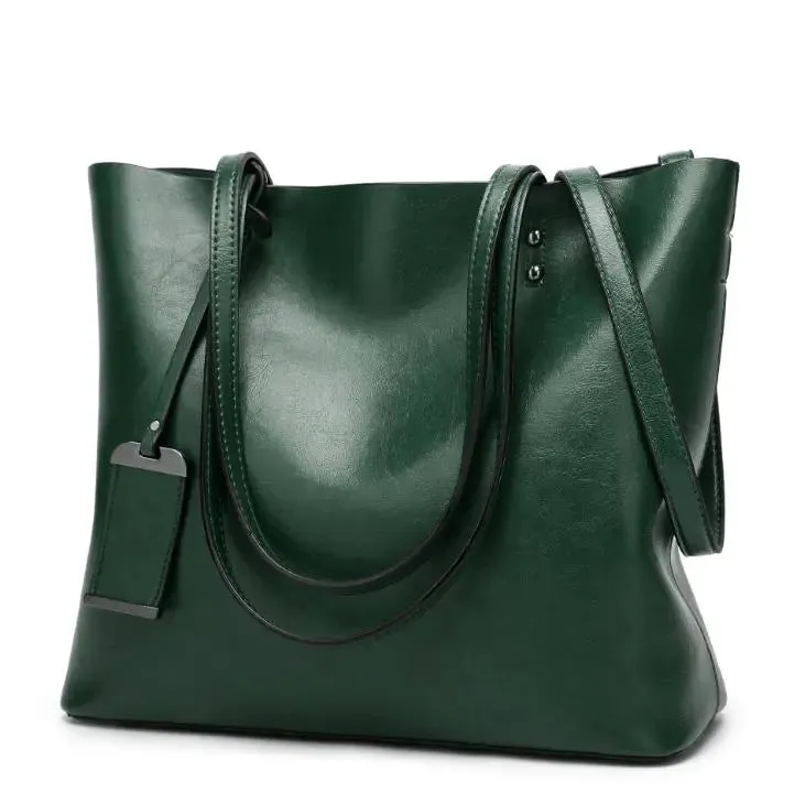 Waxing Leather bucket bag Simple Double strap handbag shoulder bags For Women 2020 All-Purpose Shopping tote sac bolsa
