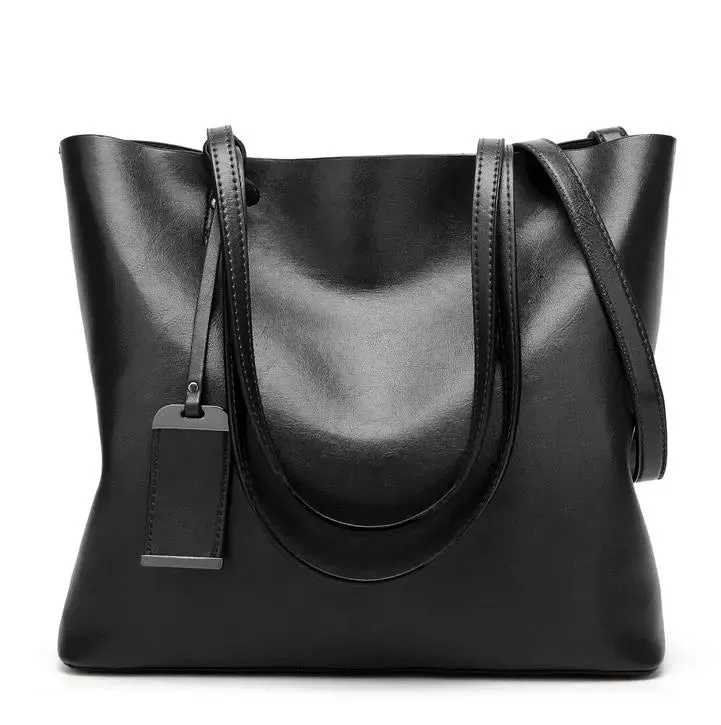 Waxing Leather bucket bag Simple Double strap handbag shoulder bags For Women 2020 All-Purpose Shopping tote sac bolsa