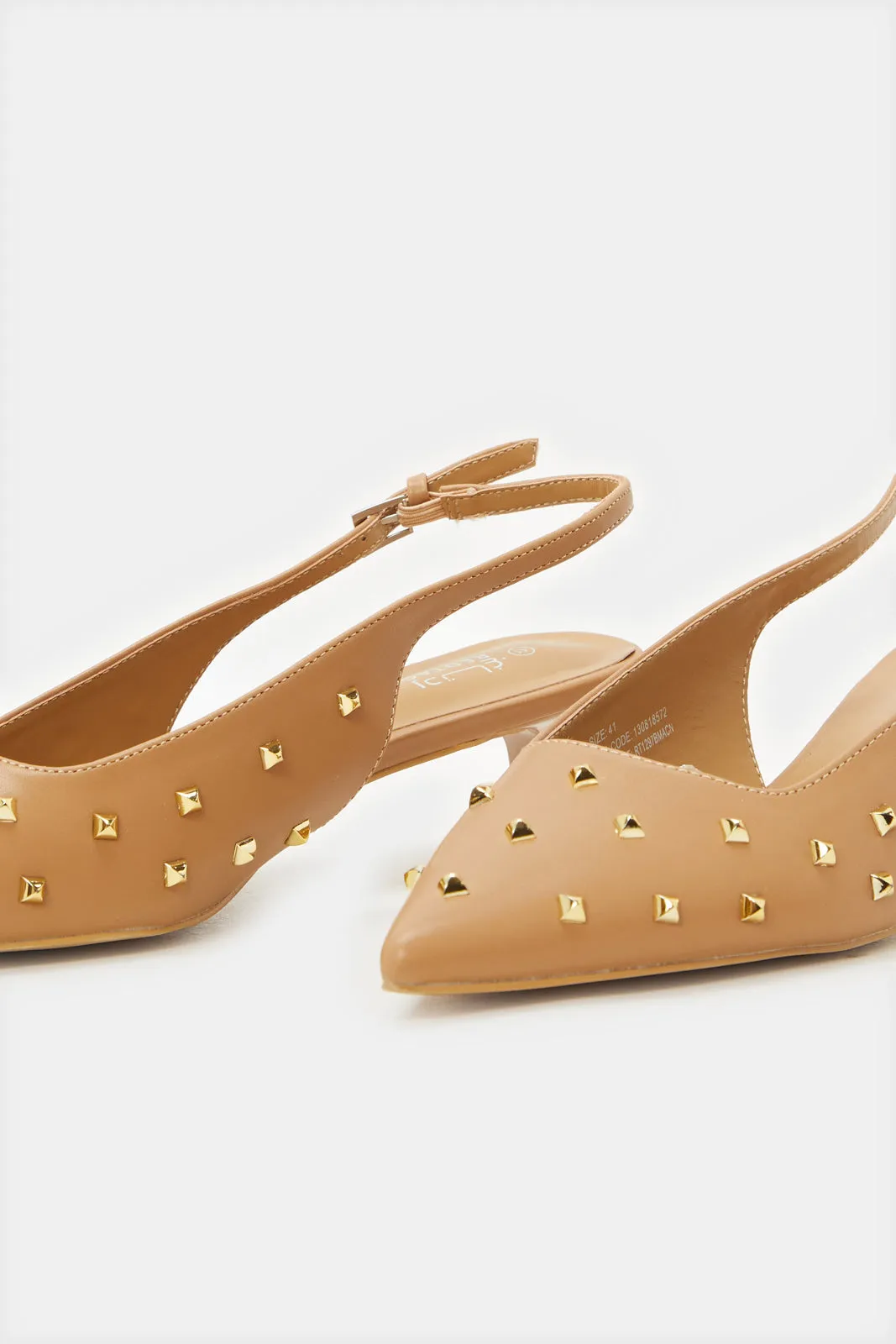Women Beige Sling Back With Studs Upper