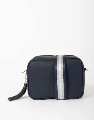 Zoe Crossbody Bag - Navy/Navy and Silver Stripe
